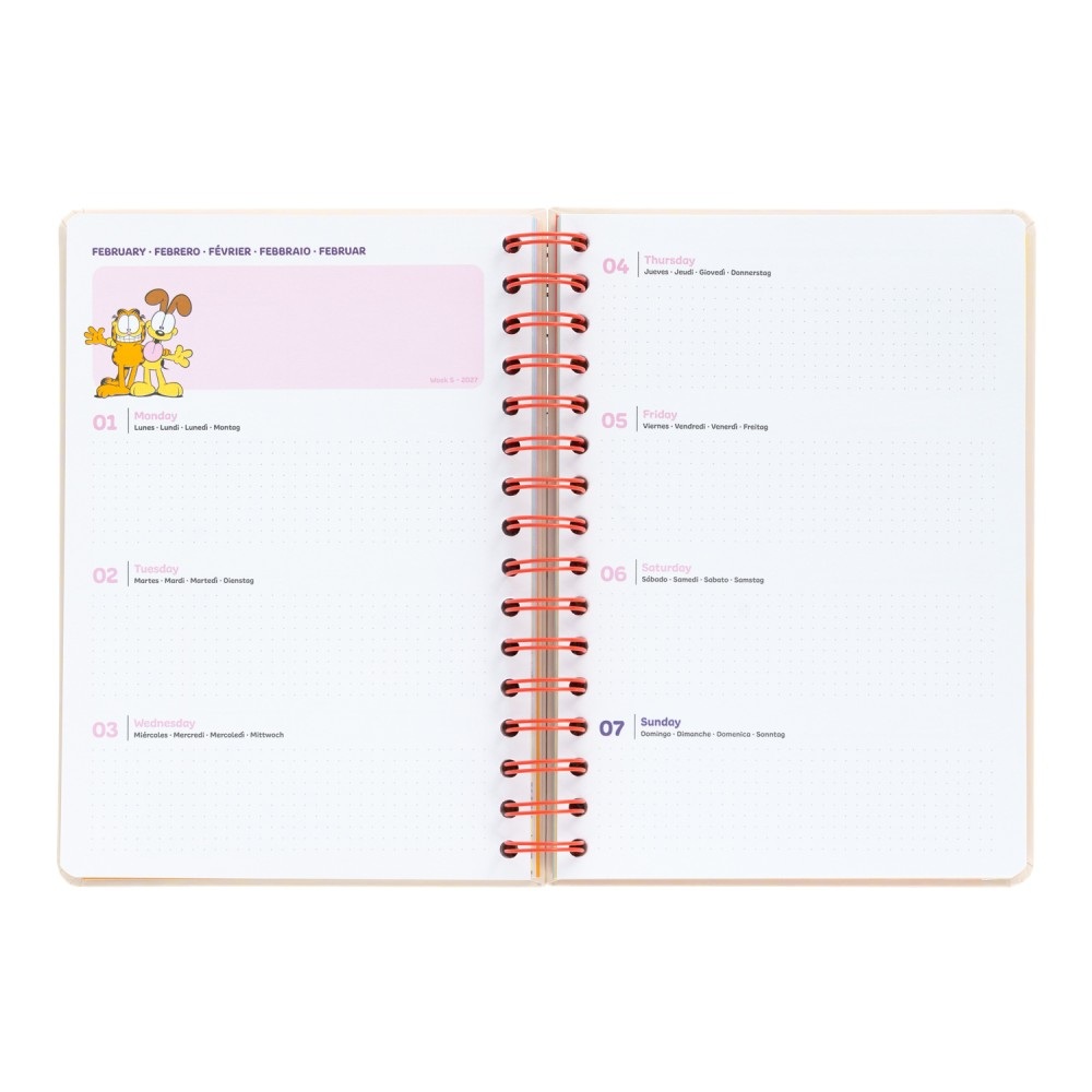 Grupo Erik Garfield - 2026/2027 Week To View A5 12 Months Academic School Diary - Multicolours